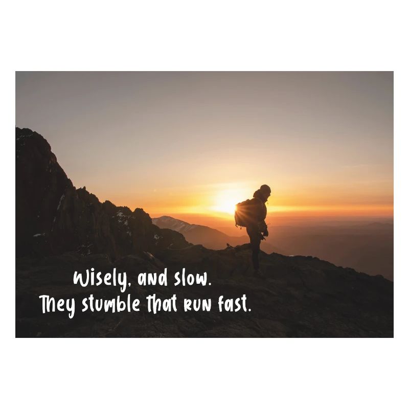 Wisely and slow: They stumble that run fast