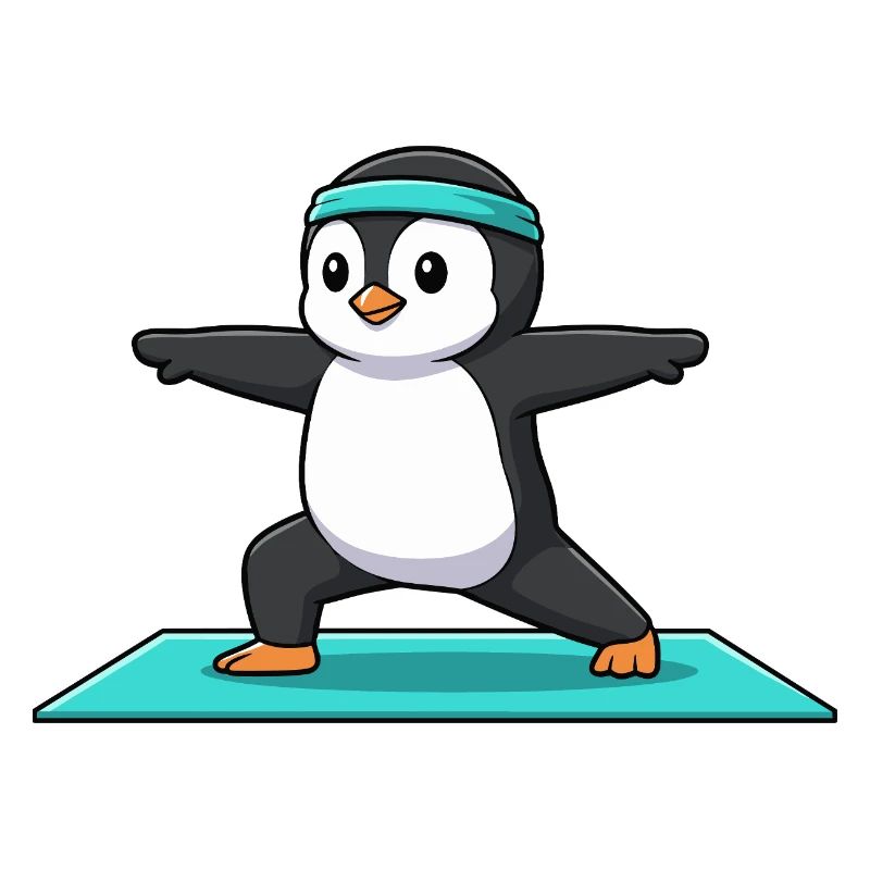 Yoga Penguin Bird Doing Warrior Pose