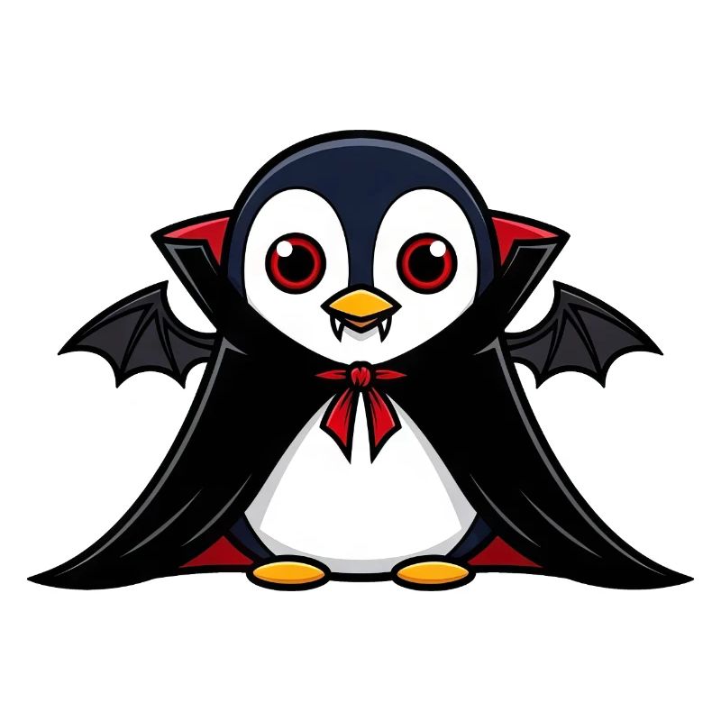 Mignon Halloween Pingouin Vampire Dessin animé Chibi