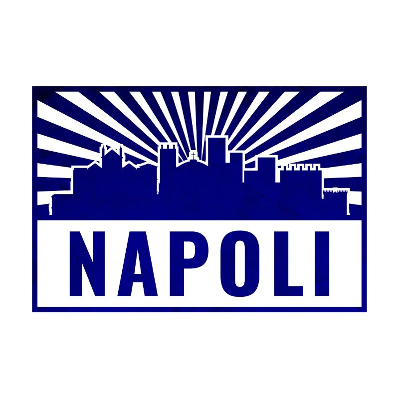 Napoli Skyline Blue Stamp