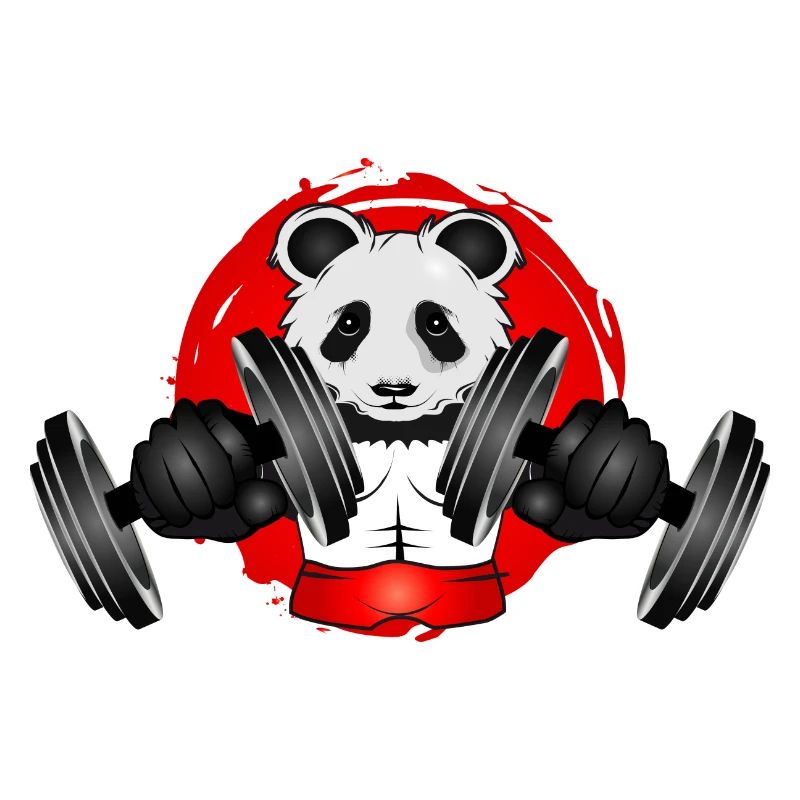 Bodybuilder Panda Bear avec haltère en Gym Patch