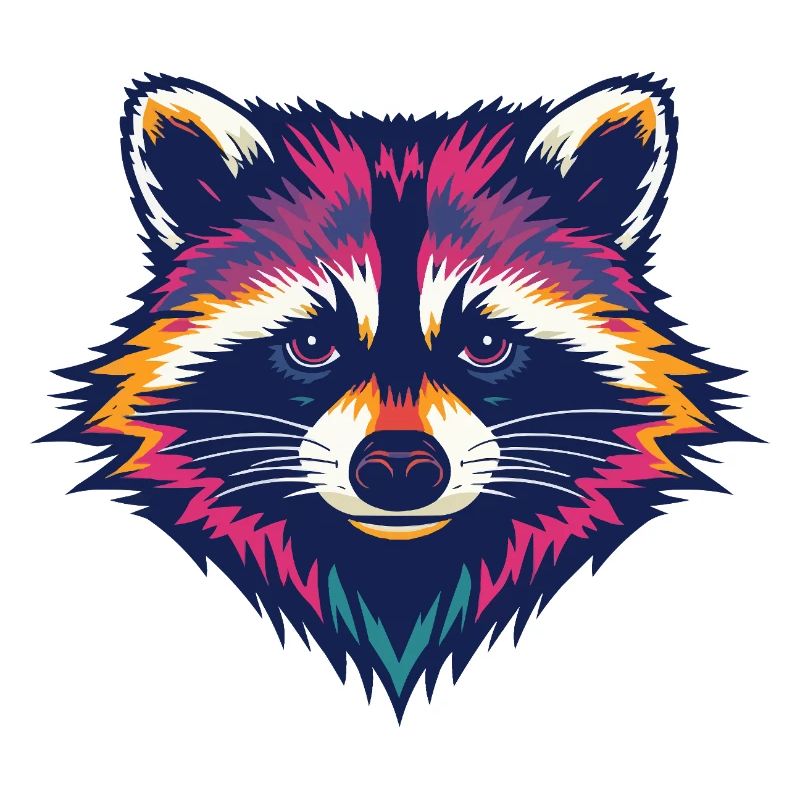 Farbexplosion Waschbär Kopf