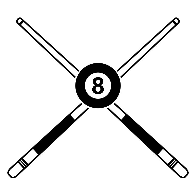 Queue de huit billes croisées avec des bâtons de billard