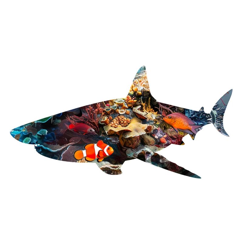 Récif de corail requin poisson silhouette