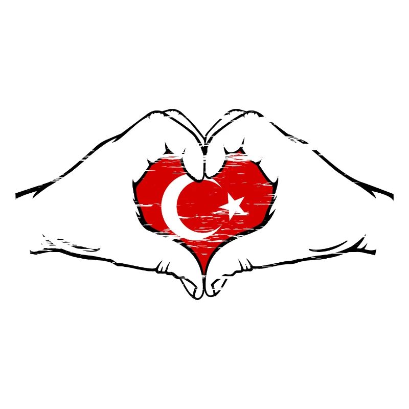 Drapeau de la Turquie en forme de cœur utilisé