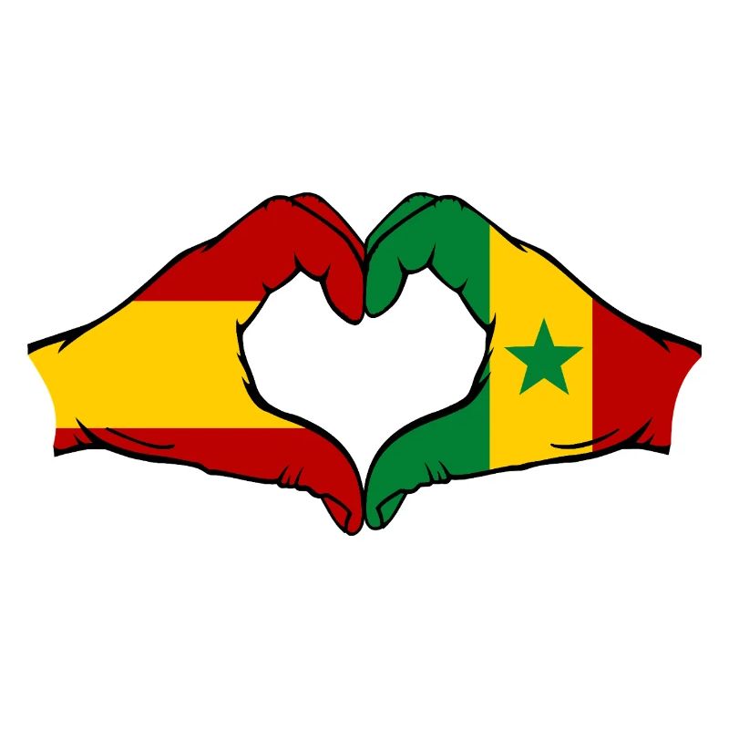Spain Sengal Flag Hands Heart Shape