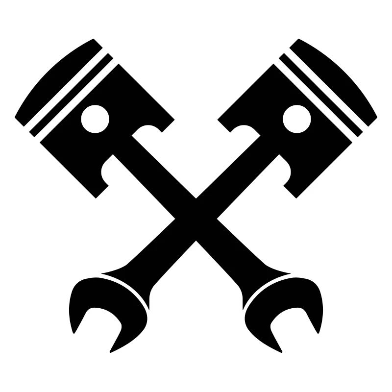 Crossed piston key emblem