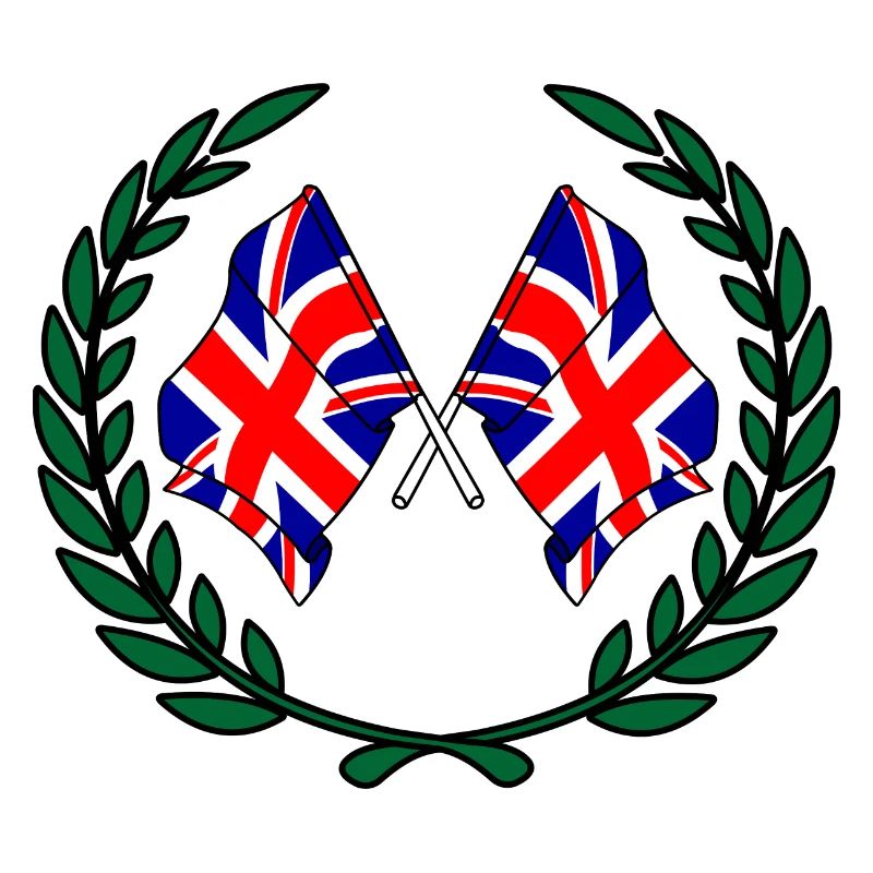 Drapeaux Angleterre en couronne de laurier