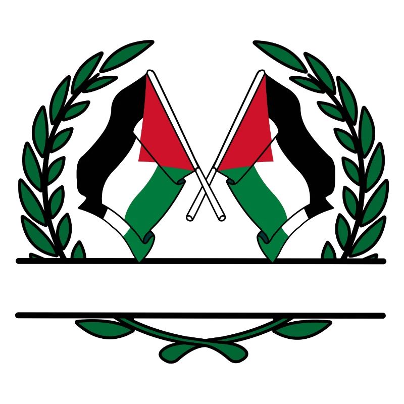 Flags Palestinian laurel wreath banner