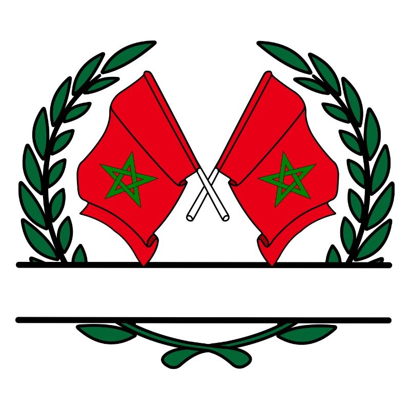 Drapeaux Maroc couronne de laurier bannière