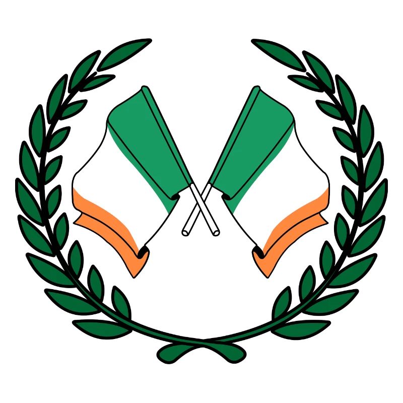 Flags Ireland in laurel wreath