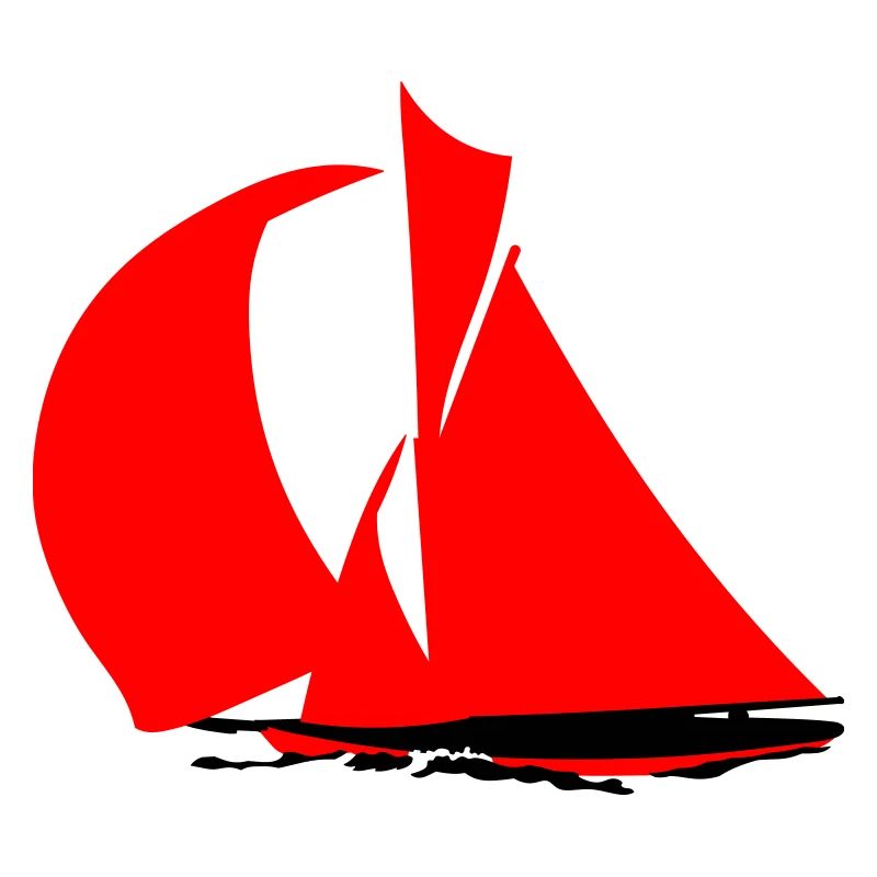 Rotes Segelboot Silhouette