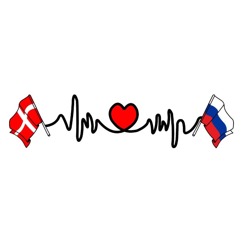 Cardio cardiaque Drapeau Danemark, drapeau Russie