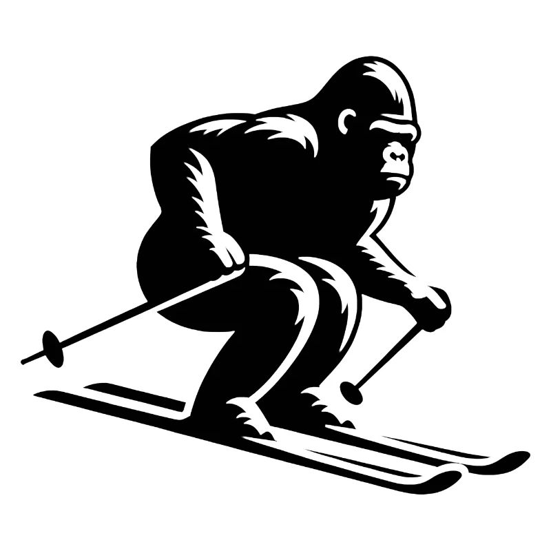 Singe Gorille Chimpanzé Ski Silhouette Design