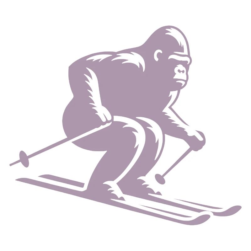 Affe Gorilla Schimpanse Ski Silhouette Design