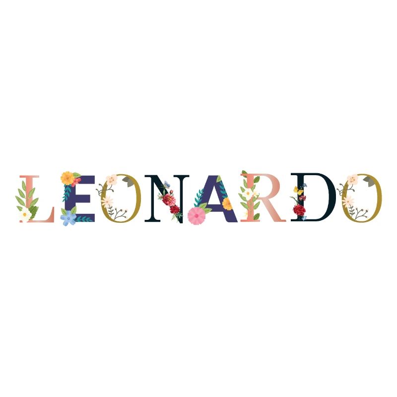 Le nom de LEONARDO décoré de fleurs