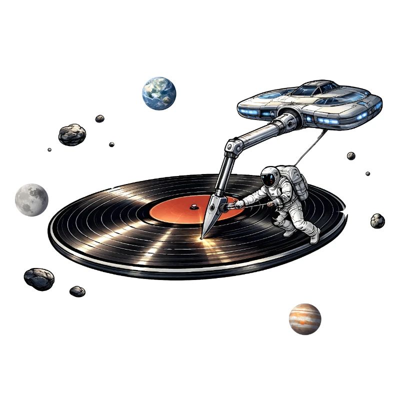 Astronaut as a plate needle in space
