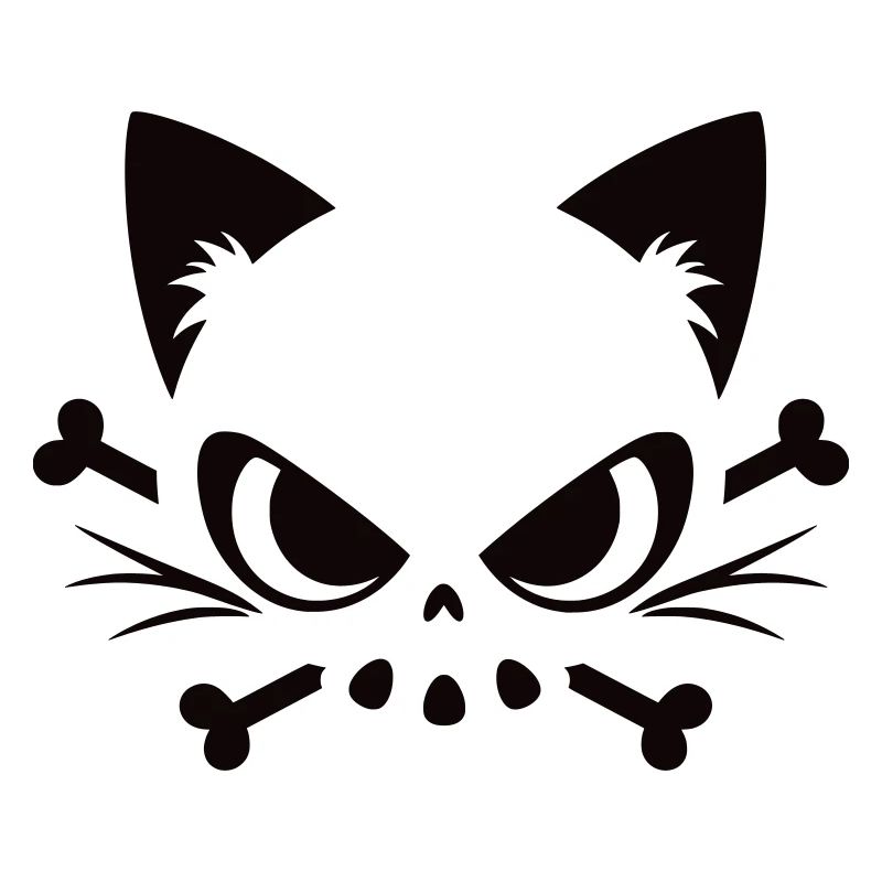 Katzen Totenkopf | Minimal Skull & Bones Motiv