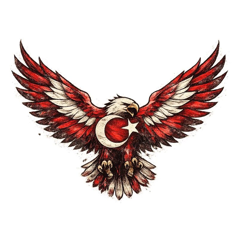 Winged Eagle Crescent Moon Star