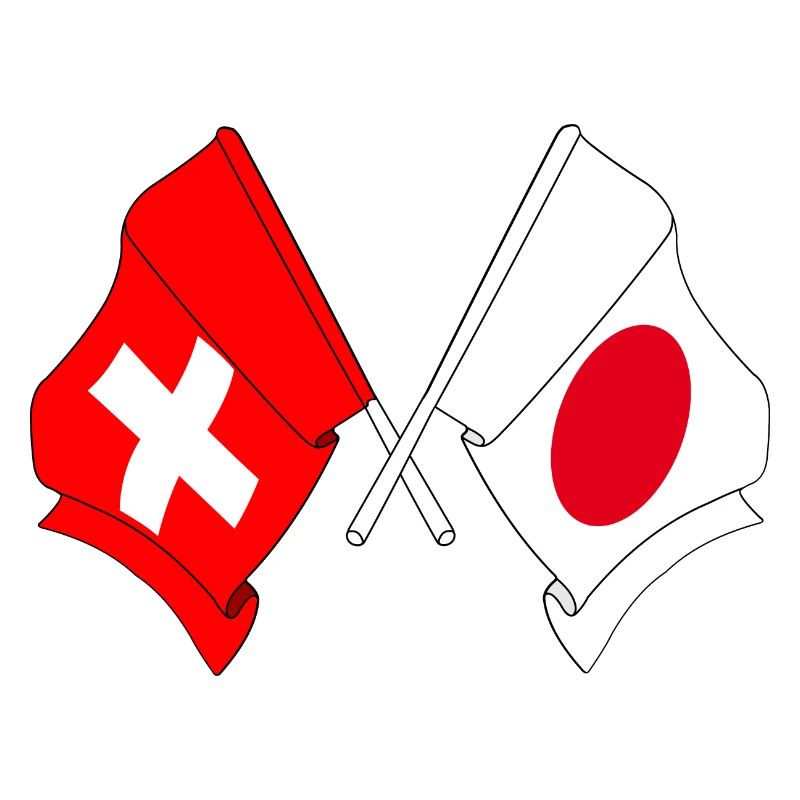 Drapeau de la Suisse et drapeau du Japon