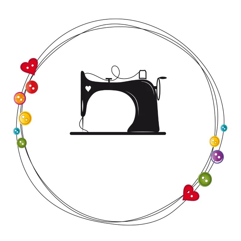 nostalgic stylized sewing machine with buttons