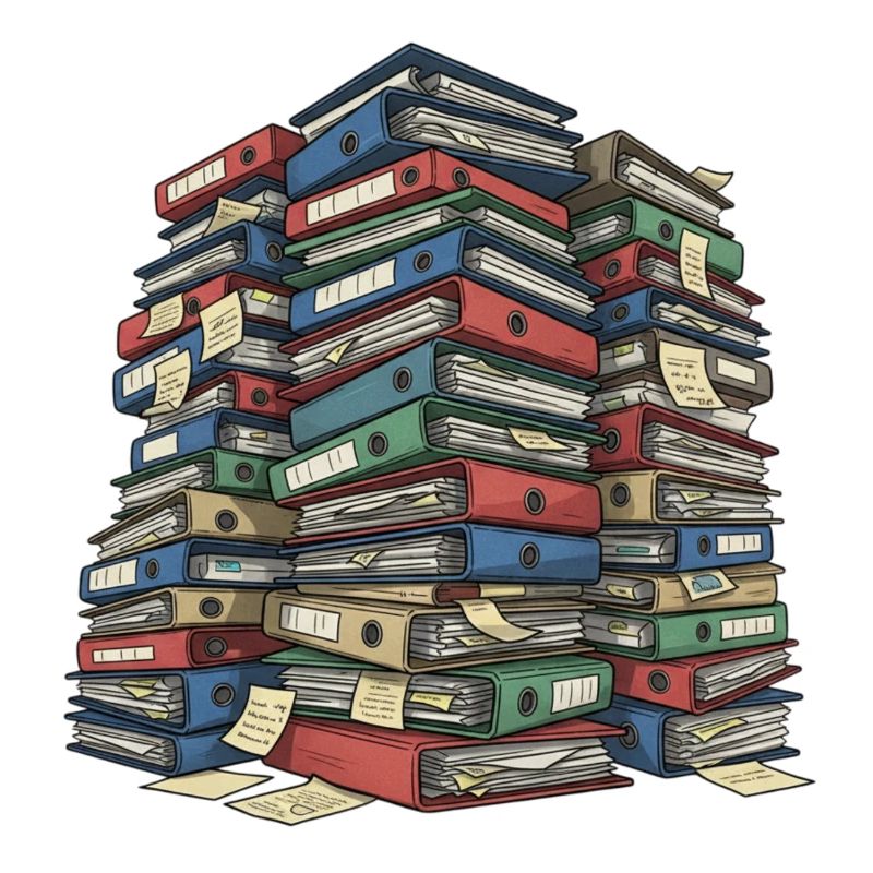 Folder Stack Office Chaos