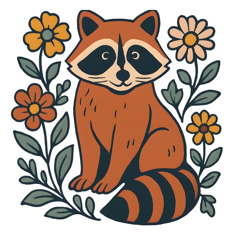 Panda roux dans le cercle de fleurs