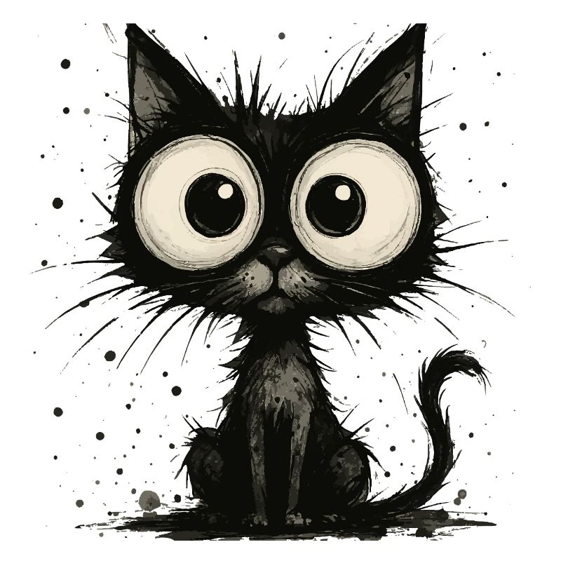 Drôle de chat noir avec de grands yeux – splash
