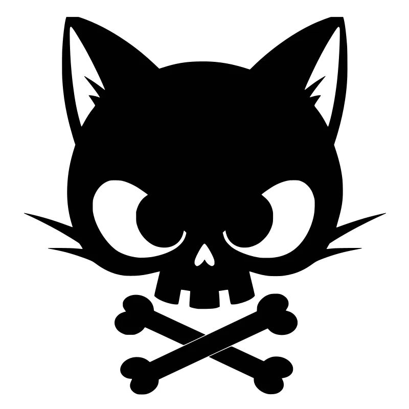 Crâne de chat avec os | Icône gothique mignonne