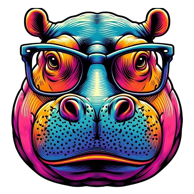 Nilpferd mit Brille