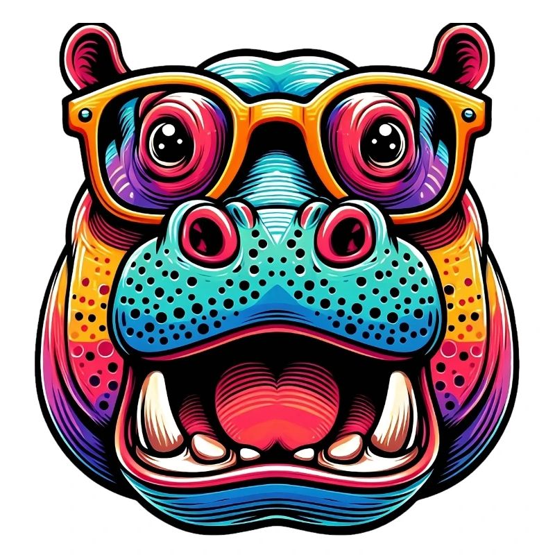 Nilpferd mit Brille