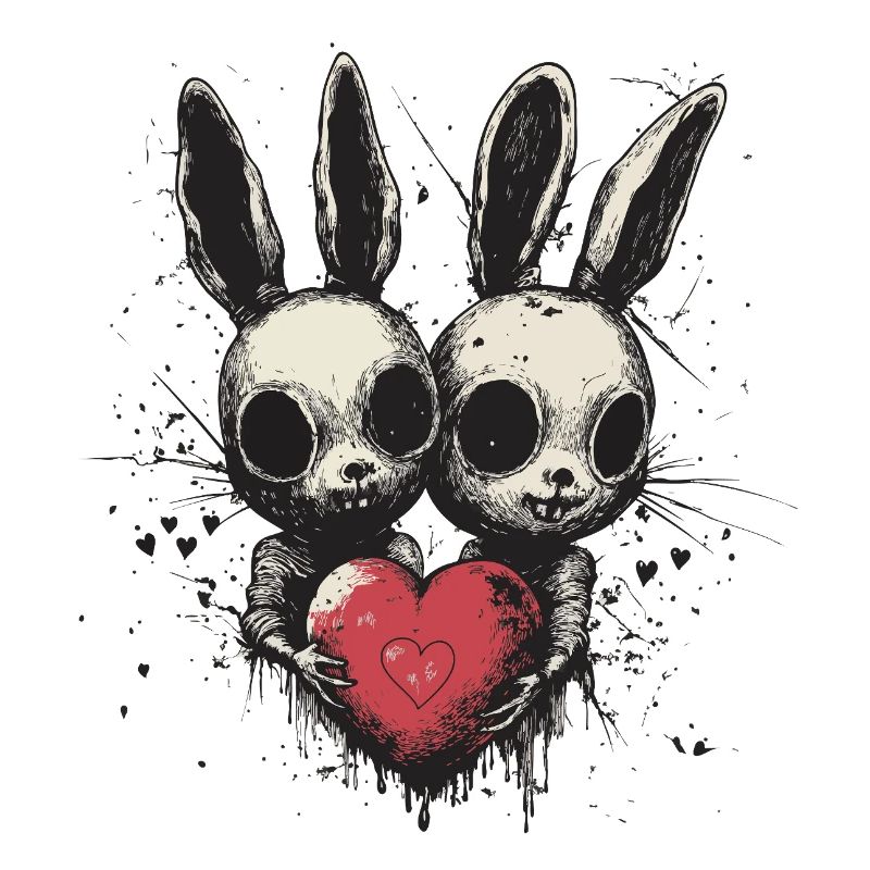Gothic Easter Bunny Love – Zwei Hasen mit Herz