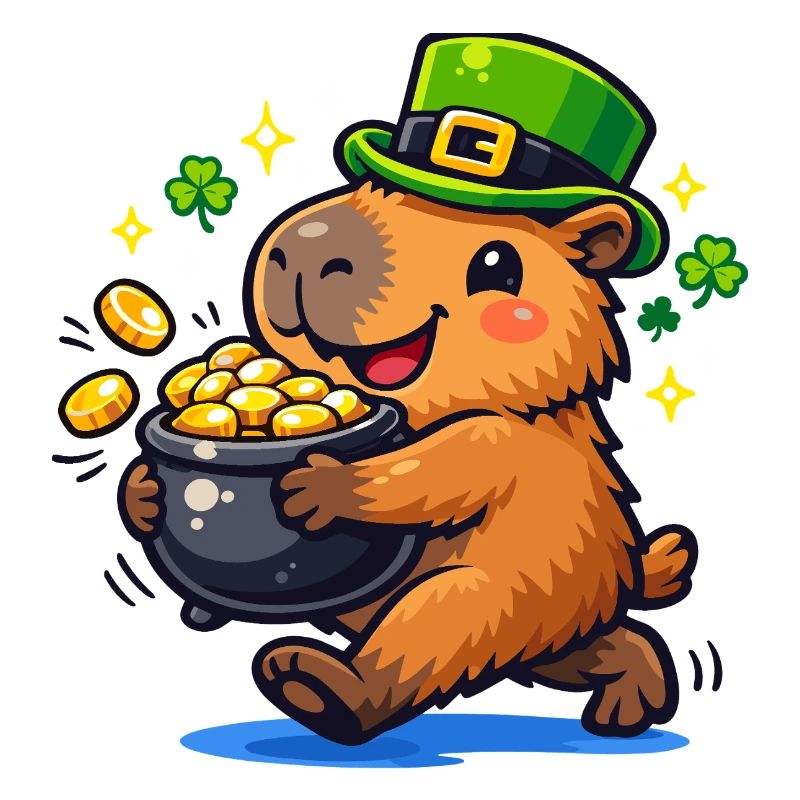 Cute Capybara St. Patrick's Day Gold