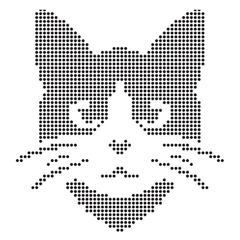 Silhouette de visage de chat à points