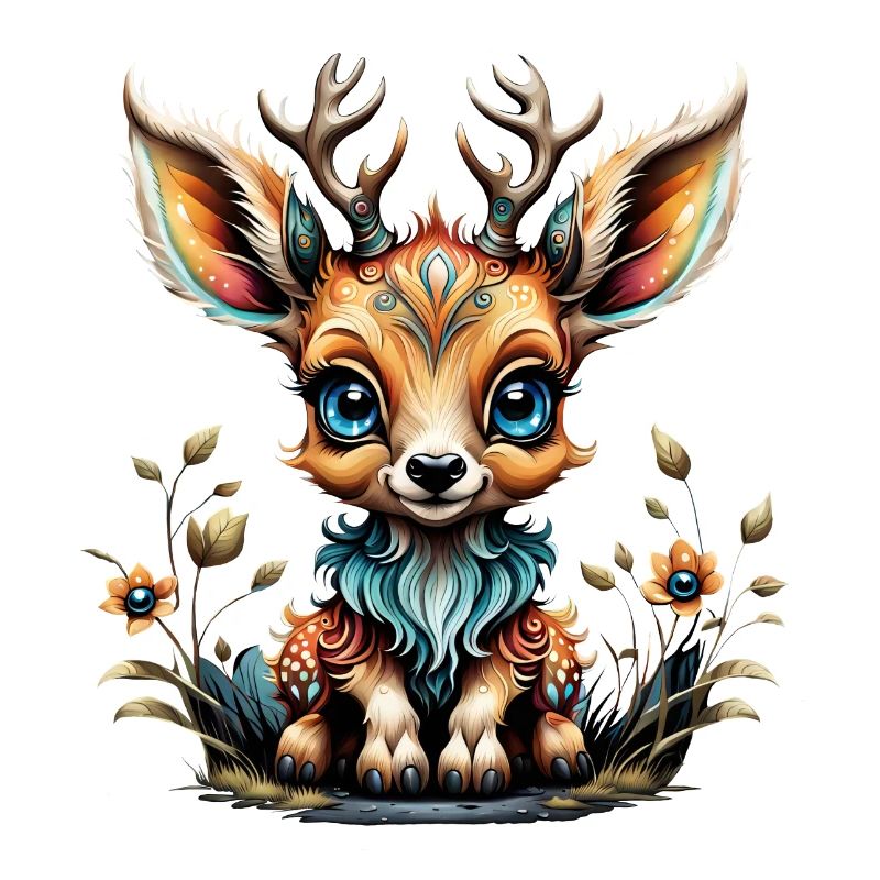 Cerf mignon dans le style des dessins animés.