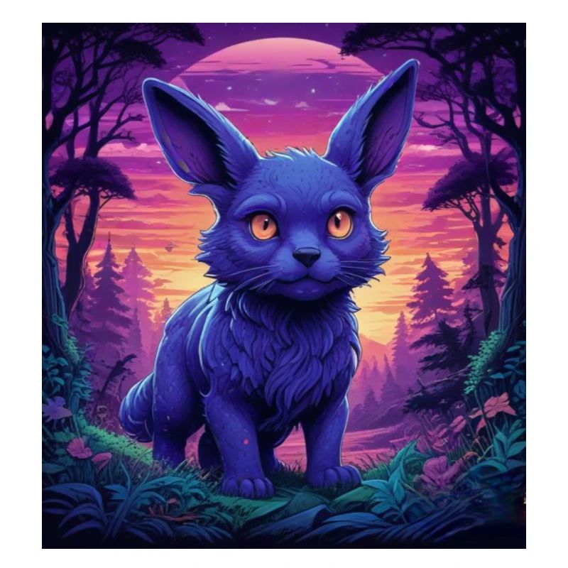 Neon Fuchs im Abendwald