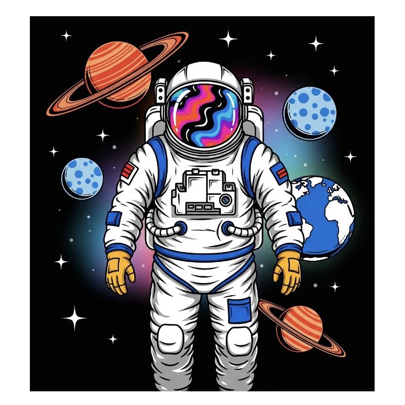 Astronaute de l’espace avec cosmos planétaire