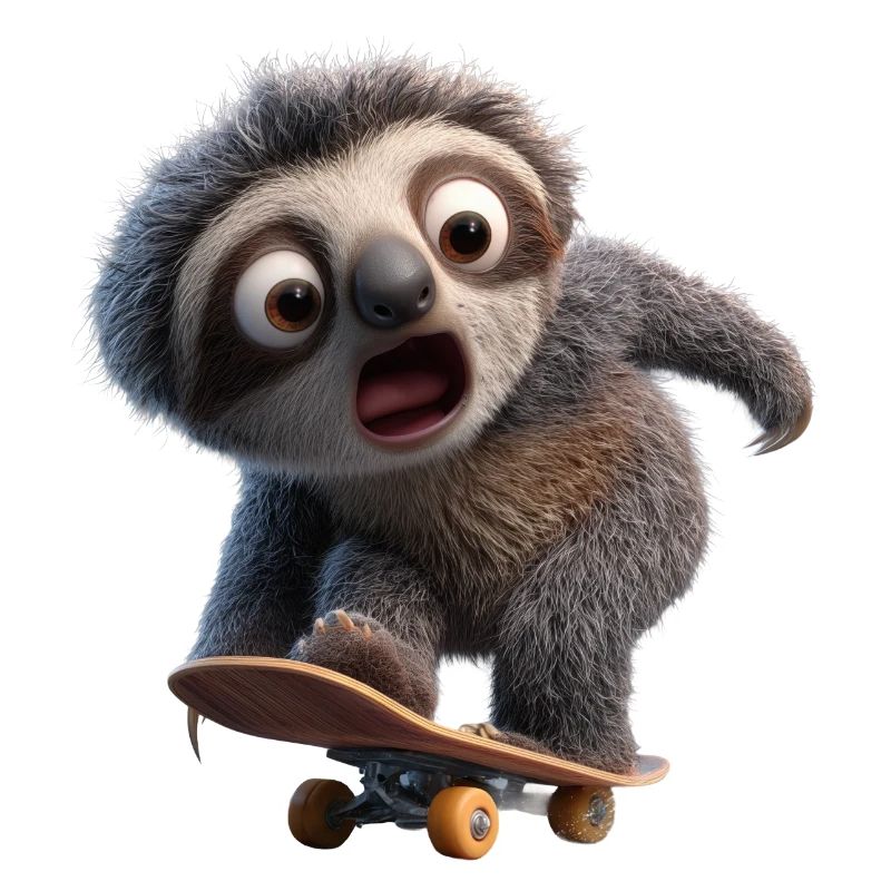 Faultier auf Skateboard Lustig Langsam Cool