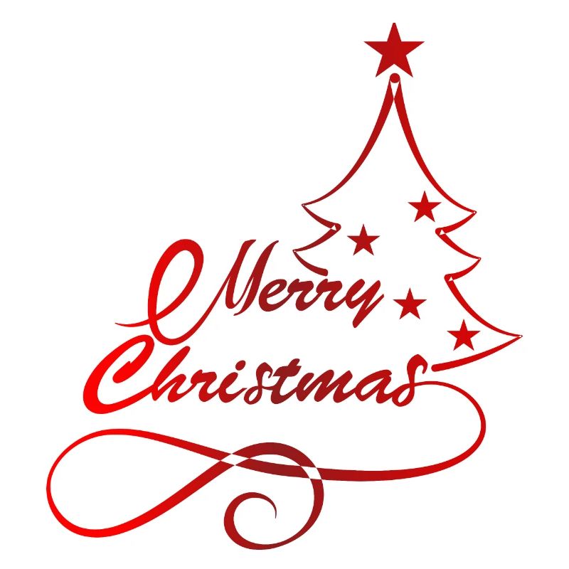 Festive Christmas Tree Silhouette Print