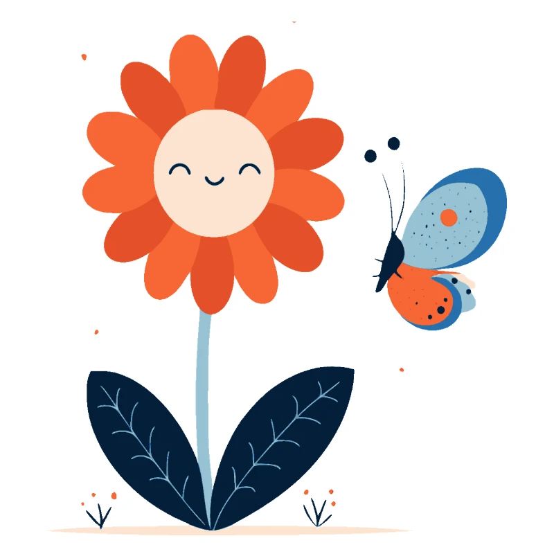 Fleur Rieuse avec Papillon