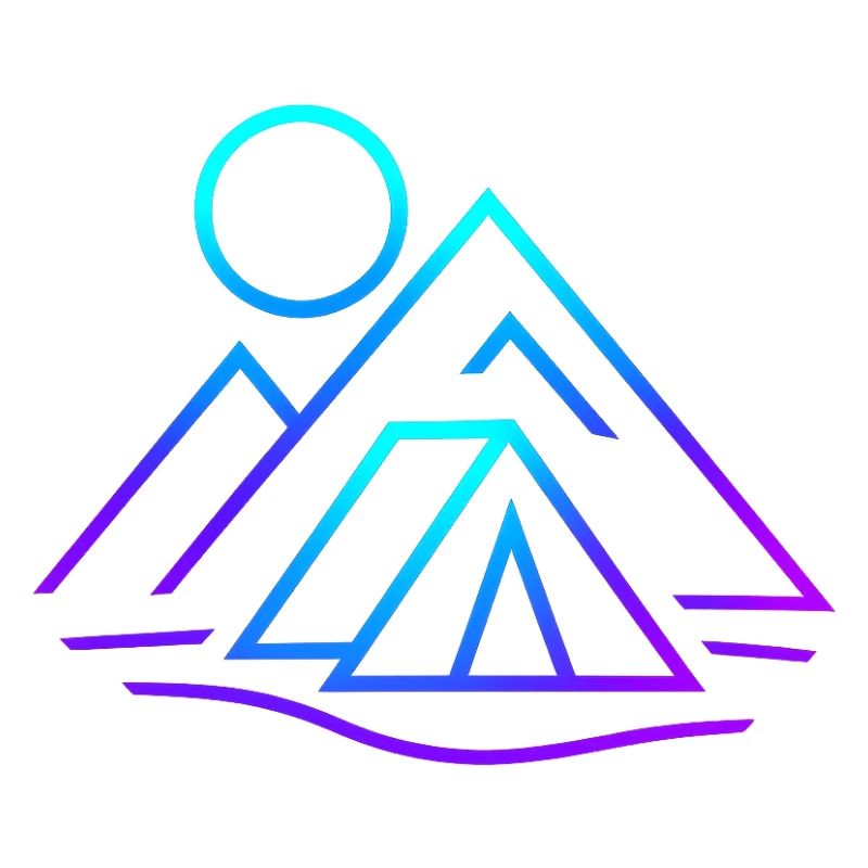Futuristic mountain and camping landscape