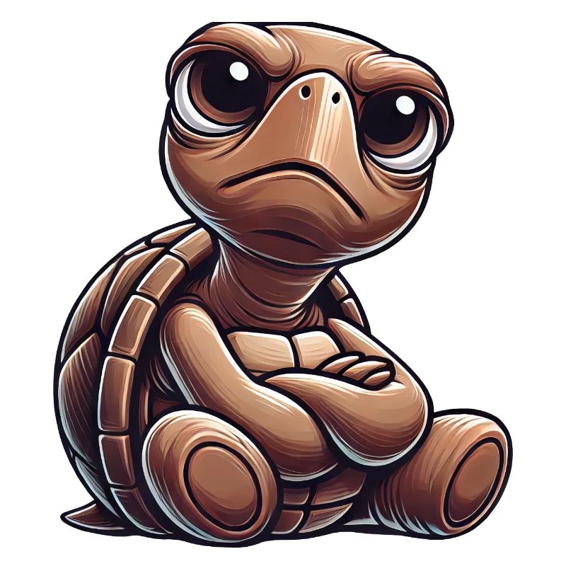 Grumpy cute cartoon turtle funny