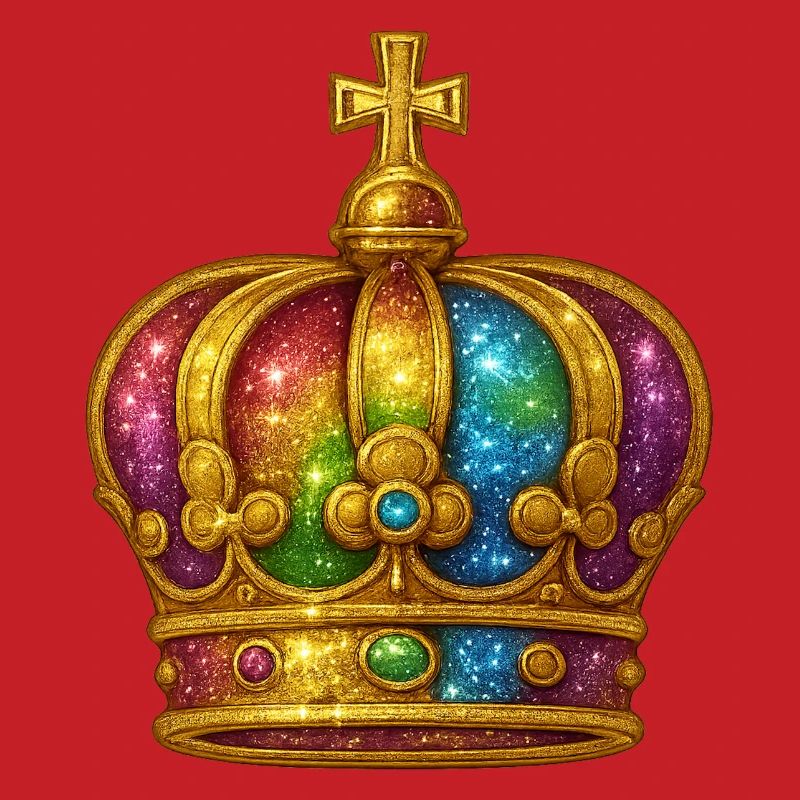 Regenbogen-Glitzerkronen-Design