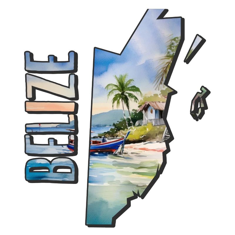 Watercolor Map Belize