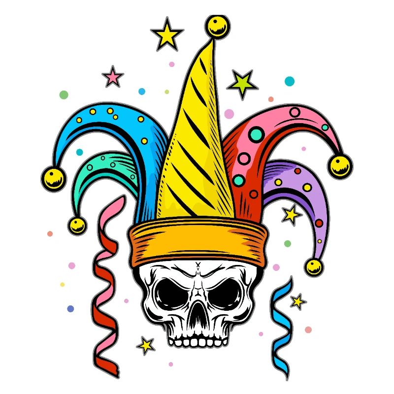 Skull with fool's cap for carnival