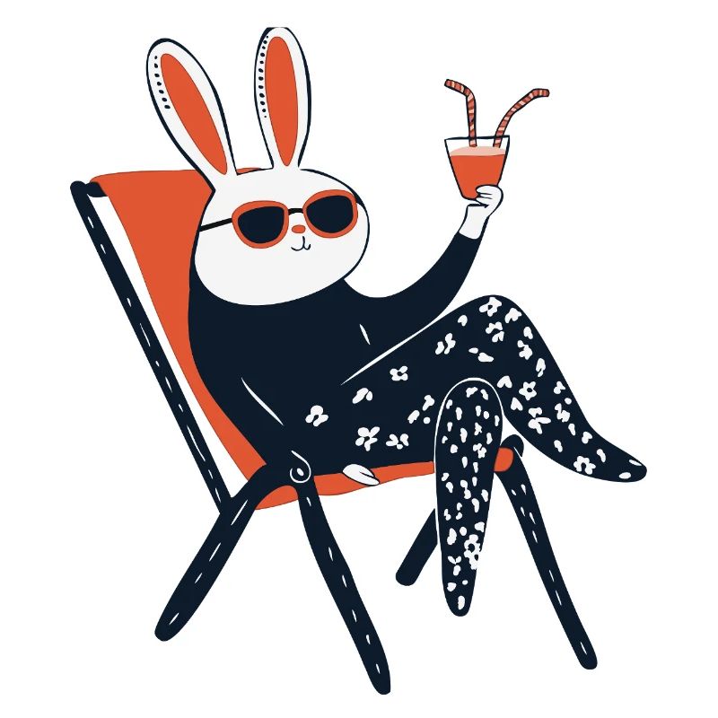 Beach Bunny – Chill Rabbit mit Sonnenbrille & Getränk