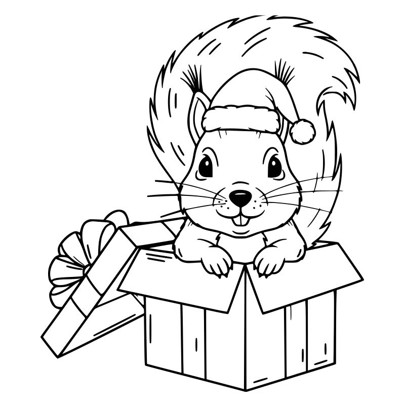 Süßes Weihnachts-Eichhörnchen in Geschenkbox