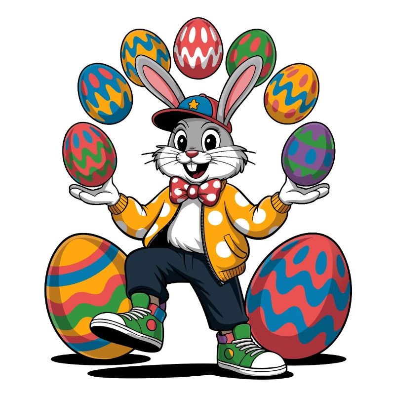 Easter bunny show with colorful eggs