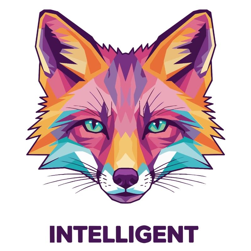 Geometric Color Fox Head