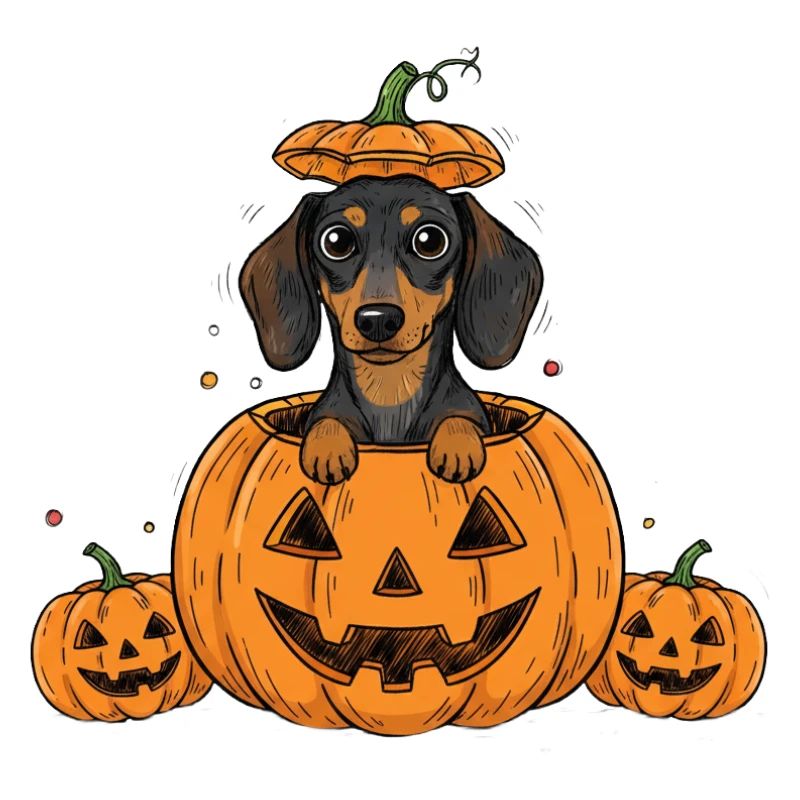Teckel à la citrouille | Chiens mignons Halloween Fun